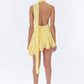 Gelbes, modisches, kurzes Chiffon-Kleid für die Heimkehr, Partykleid, Abendkleid, Geburtstagskleid, NV4677