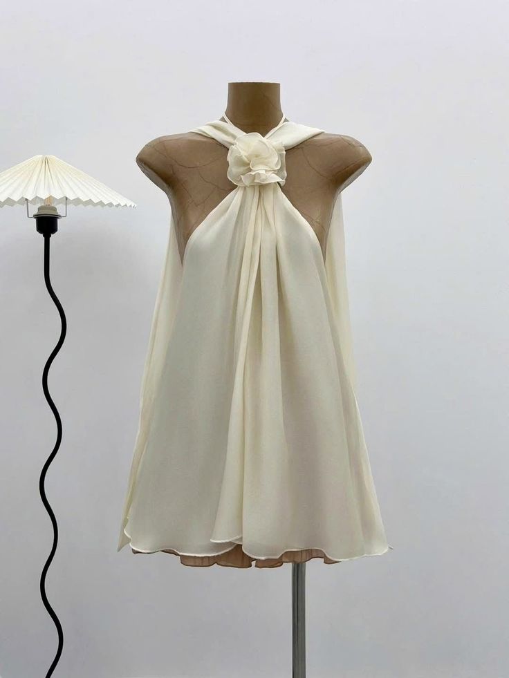 Robe de soirée courte en mousseline de soie, motif floral délicat, couleur champagne, robe de fête d'anniversaire, nv4104