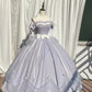 Pink/blue/Purple Sweet Bow Decoration Long Tulle Short Sleeve Ball Gown Evening Dress nv2983