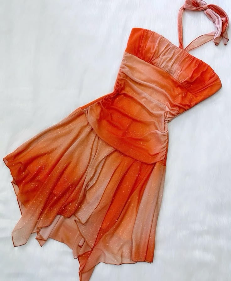 Orange Fashion Ombre Kurzes Chiffon-Heimkehrkleid nv4481