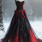Red gorgeous retro elegant exquisite beaded lace floral applique shoulder strap tulle long ball gown evening dress party dress ice rose dress nv3341
