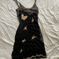 Robe de soirée courte noire à bretelles spaghetti brillantes et perles, robe de bal, robe de soirée, robe de soirée nv3428