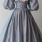 Blaues süßes elegantes Spitzen-Babydoll-Kragen Kurzarm langes Ballkleid Abendkleid nv2825
