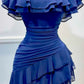 NiceVestidos – königsblaues Minikleid mit gerafften Rüschen NV5747