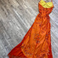 Orange Vintage Exquisite Beaded Strapless Spaghetti Strap Applique Long Elegant Ball Gown Party Dress Evening Dress Prom Dress nv3263