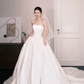 Strapless Draped Satin Wedding Gown, A Line Ballgown with Long Train  NV7356