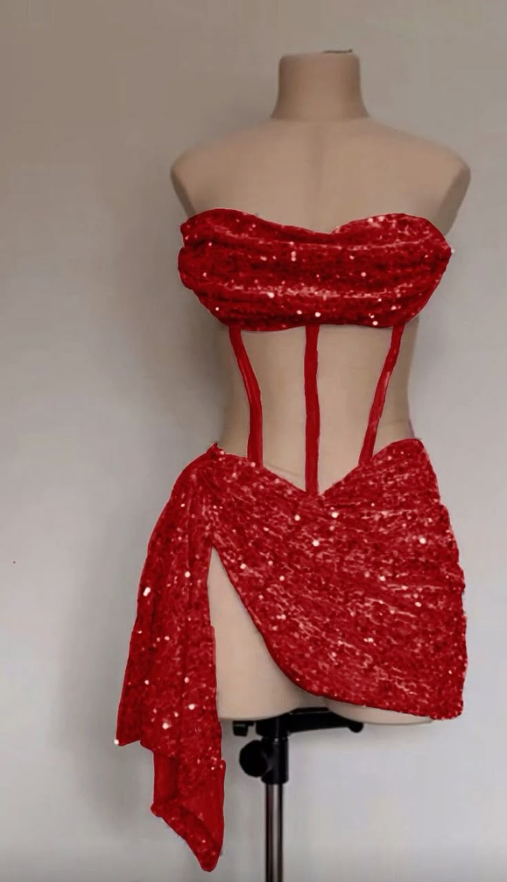 Robe de cocktail courte scintillante rouge/rose nv4793