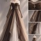 Brown Ombre Tulle Strapless Ball Gown with Rhinestone Bow  NV7445