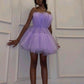 Robe de soirée en tulle violet à la mode, jolie robe courte en tulle, élégante, robe de bal, robe de soirée, robe de soirée nv3294