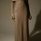 Champagner-gold/graues, mit Pailletten besetztes, langes, schulterfreies Ballkleid mit langen Ärmeln, Partykleid NV5295