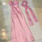 Pink Fashion Shiny Beading Elegant Long Satin Tulle Ball Gown Evening Dress Party Dress nv3973