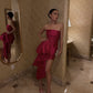 Pink Fashion Off Shoulder satin Asymmetric Ball Gown Evening Dress nv1823