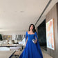 Blue simple elegant long sleeve chiffon long ball gown evening dress party dress nv2612