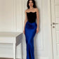 Black blue fashion unique design strapless long satin ball gown evening dress nv2958