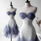 Weiß Lila Fairy Fashion Elegantes Spaghettiträger-Kurzes Chiffon-Heimkehrkleid Ballkleid Geburtstagspartykleid nv3947