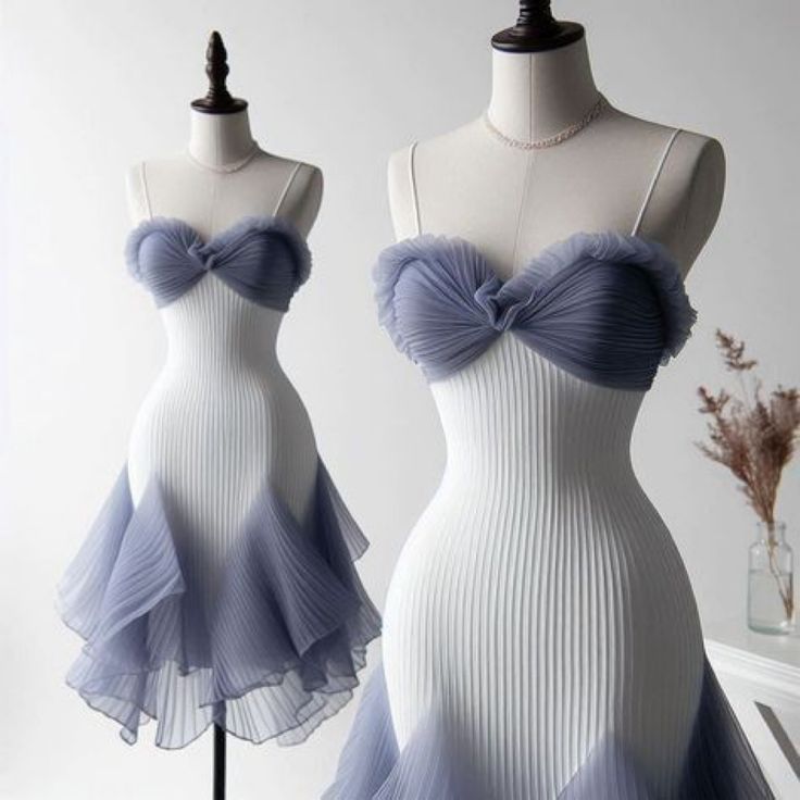 Weiß Lila Fairy Fashion Elegantes Spaghettiträger-Kurzes Chiffon-Heimkehrkleid Ballkleid Geburtstagspartykleid nv3947
