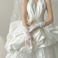 White Halter A Line Wedding Gown Deep V Satin 3D Flower Ruffle Lace Bridal Dress  NV7148
