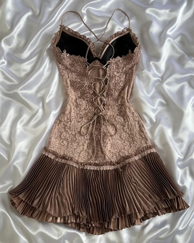 Robe de soirée courte en dentelle marron à bretelles spaghetti, tenue de bal, de soirée, de soirée, nv3506