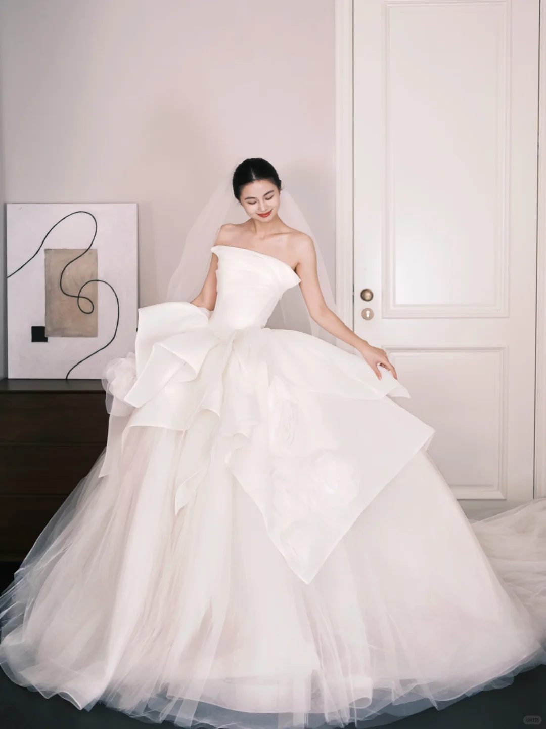 Strapless Satin Tulle Ball Gown Wedding Dress  NV7312