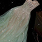 Pink Green Shiny Sequin Spaghetti Straps Fashion Elegant Long Tulle Ball Gown Evening Dress nv3125