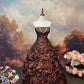 Brown Gorgeous Noble Exquisite Beaded Satin Floor-Length Vintage Long Ball Gown nv5153