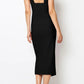 Elegantes schwarzes Trägerkleid mit Hohlsaum, Abendkleid, Cocktailkleid, Partykleid, nv2123
