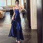 Robe de soirée sirène bleue à volants, tenue de soirée légère et luxueuse, idéale pour les petites personnes, nv4543