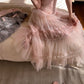 Langes, rosafarbenes Chiffon-Abendkleid NV6745