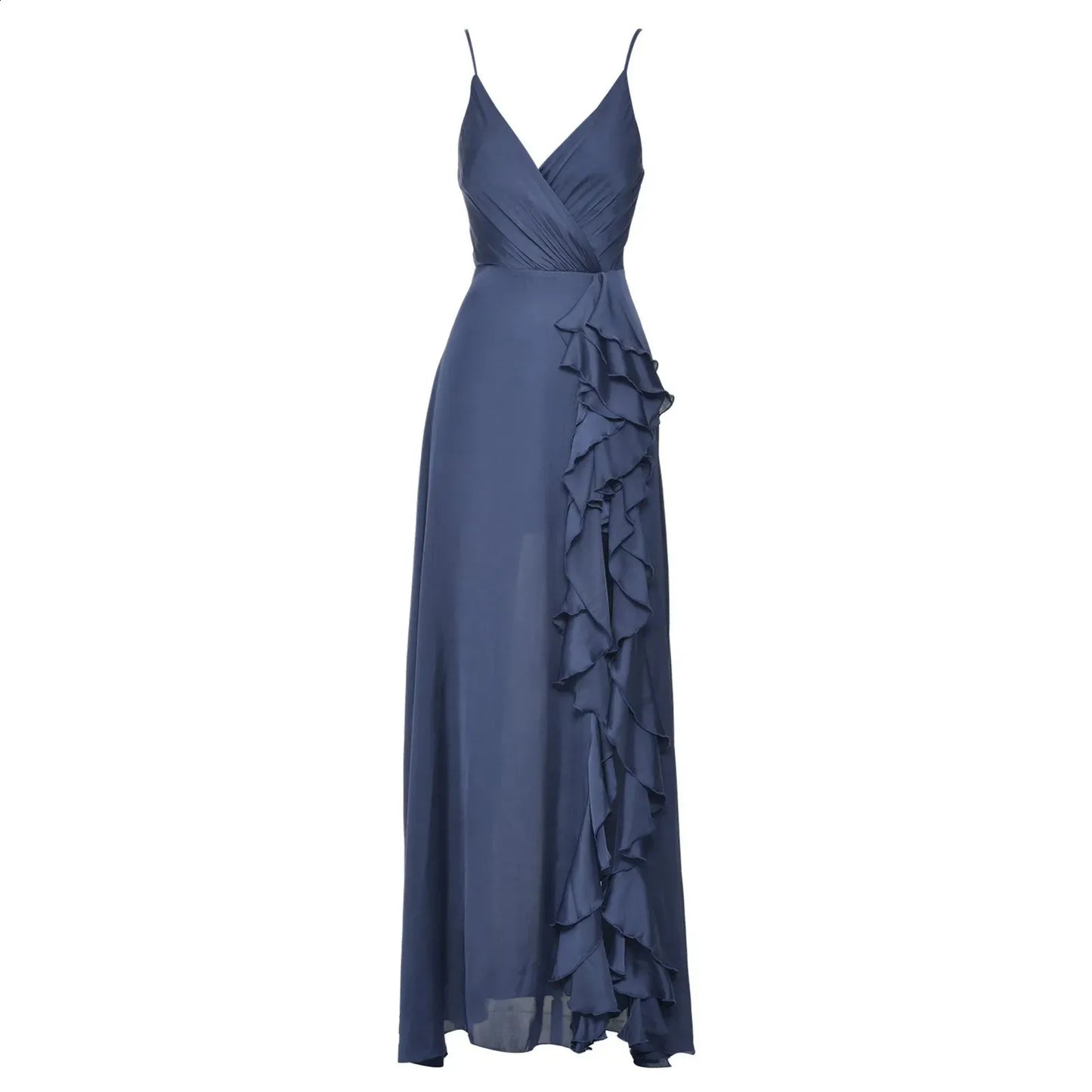 Camisole-Kleid mit unregelmäßigem Rüschenbesatz und Schlitz, Rosarot, NV1339