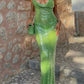 Grünes, langes, modisches und elegantes Ballkleid mit Pailletten, für Reisen, Urlaub, Strand, Party, NV5185