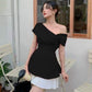 Black and white simple elegant short mini homecoming dress party dress nv2374