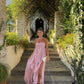 Robe de soirée longue en mousseline de soie rose Ocean Goddess nv4762