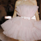 Robe de soirée courte en tulle rose à la mode, tenue de fête d'anniversaire, nv4888