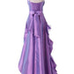 Robe de soirée longue en satin violet foncé, élégante et raffinée, à bretelles spaghetti et perles, style rétro, nv3627
