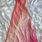 Robe de soirée longue en tulle rose à bretelles dégradées, élégante, nv3424