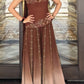 NiceVestidos - Robe de bal longue en mousseline de soie, élégante et tendance, dégradé noir/marron, style rétro, avec perles florales exquises, NV5853