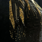 Black 1920s Gatsby Flapper Midi Dress, V Neck Short Sleeve, Gold Beaded Fringe, Vintage Evening Gown, Homecoming Dress  NV6908
