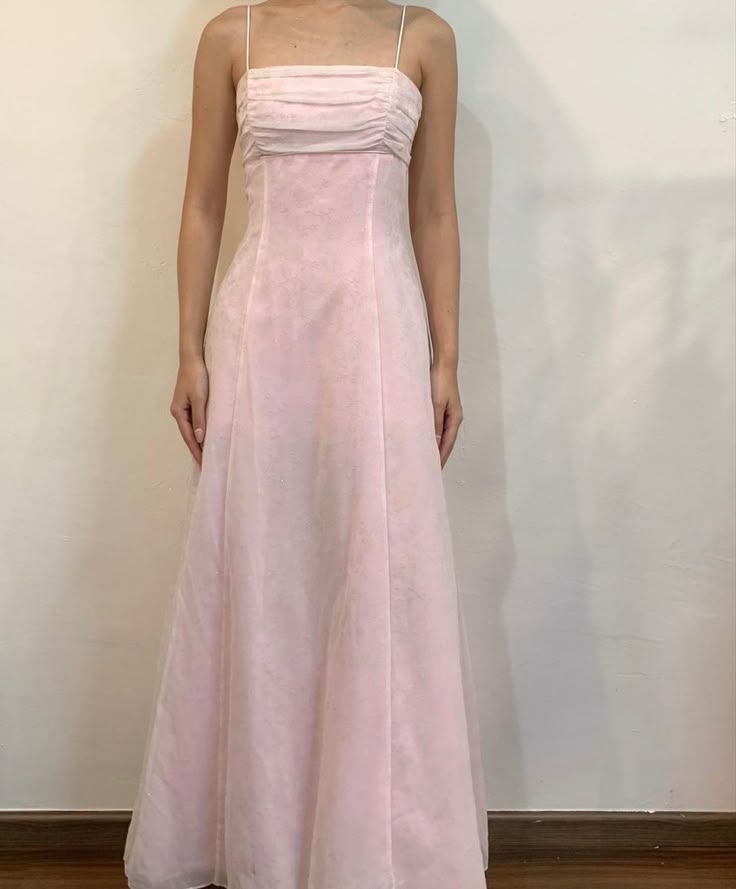 Robe de soirée longue en tulle rose, simple et élégante, à bretelles spaghetti, pour demoiselle d'honneur, robe de bal, nv3789