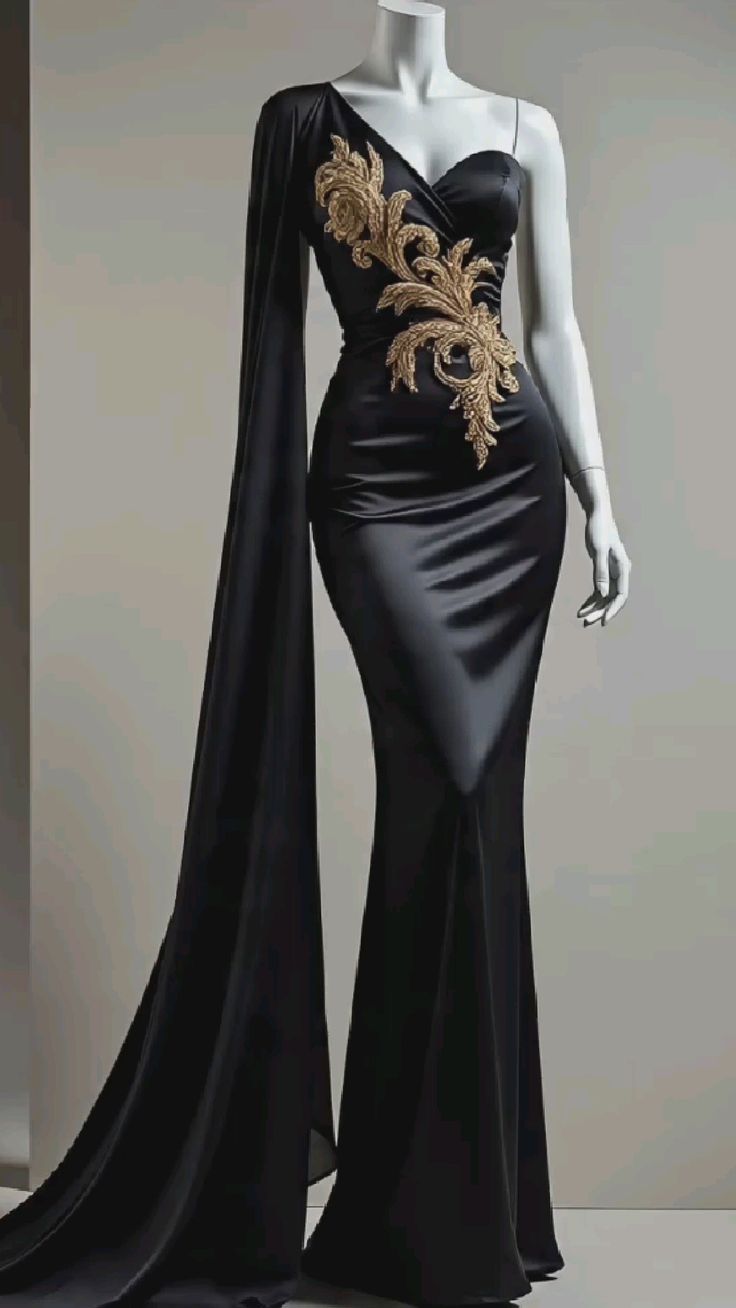 NiceVestidos – Schwarzes, glamouröses, langes Abendkleid. NV6147