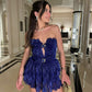 Blaues sexy süßes Tüll-Juwelen-Kurz-Mini-Heimkehrkleid Partykleid nv2744