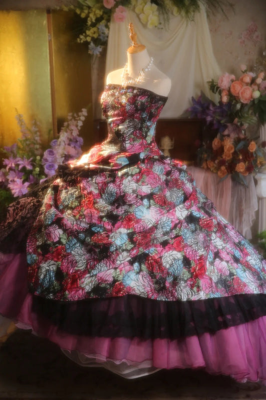 NiceVestidos – Vintage-Kleid, Prinzessinnenkleid, Blumenmuster, exquisiter Tüll mit Perlen, 16-jähriges Kleid NV5857