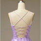 Lila A-Linie Homecoming-Kleid, Cocktailkleid aus Tüll mit Applikationen, nv1599