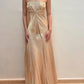 NiceVestidos – Exquisites, florales, perlenbesetztes Feenkleid, ärmellos, champagnerfarbenes Satin, A-Linie, bodenlanges Abendkleid mit Spaghettiträgern, Ballkleid NV5774