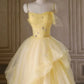 Gelbes A-Linien-Ballkleid mit Spaghettiträgern und Perlenbesatz aus Tüll, langes Ballkleid, formelles Abendkleid, Bankett-Outfit, nv2992