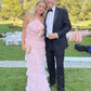 Robe de soirée longue en tulle rose à dos nu nv1353