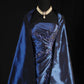 Marineblau Wunderschönes glänzendes Vintage-Mode-Schulterfreies, exquisites, langes Satin-Ballkleid mit Perlenbesatz, elegantes Partykleid, Abschlussballkleid nv3852