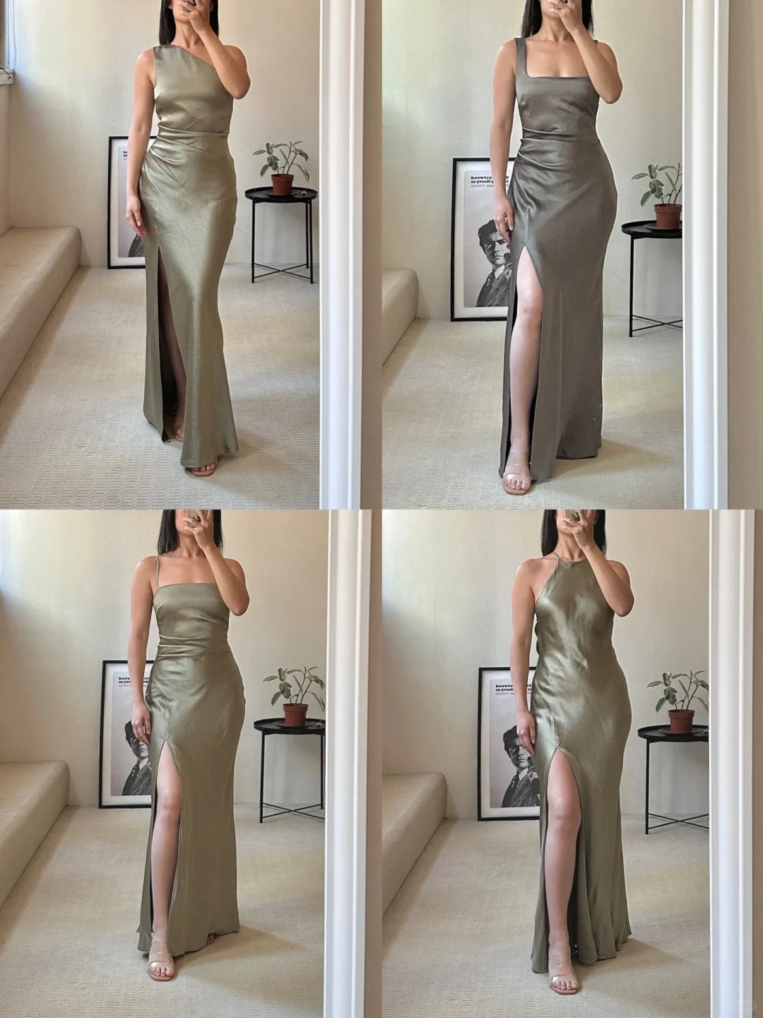 Robe de demoiselle d'honneur longue en satin vert, élégante et romantique, robe de bal, robe de soirée, robe de remise de diplôme, robe de bal, robe de mère de mariée nv4042