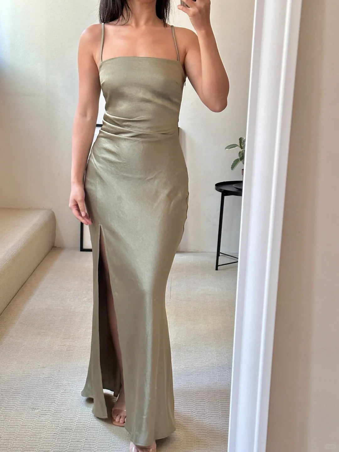Robe de demoiselle d'honneur longue en satin vert, élégante et romantique, robe de bal, robe de soirée, robe de remise de diplôme, robe de bal, robe de mère de mariée nv4042