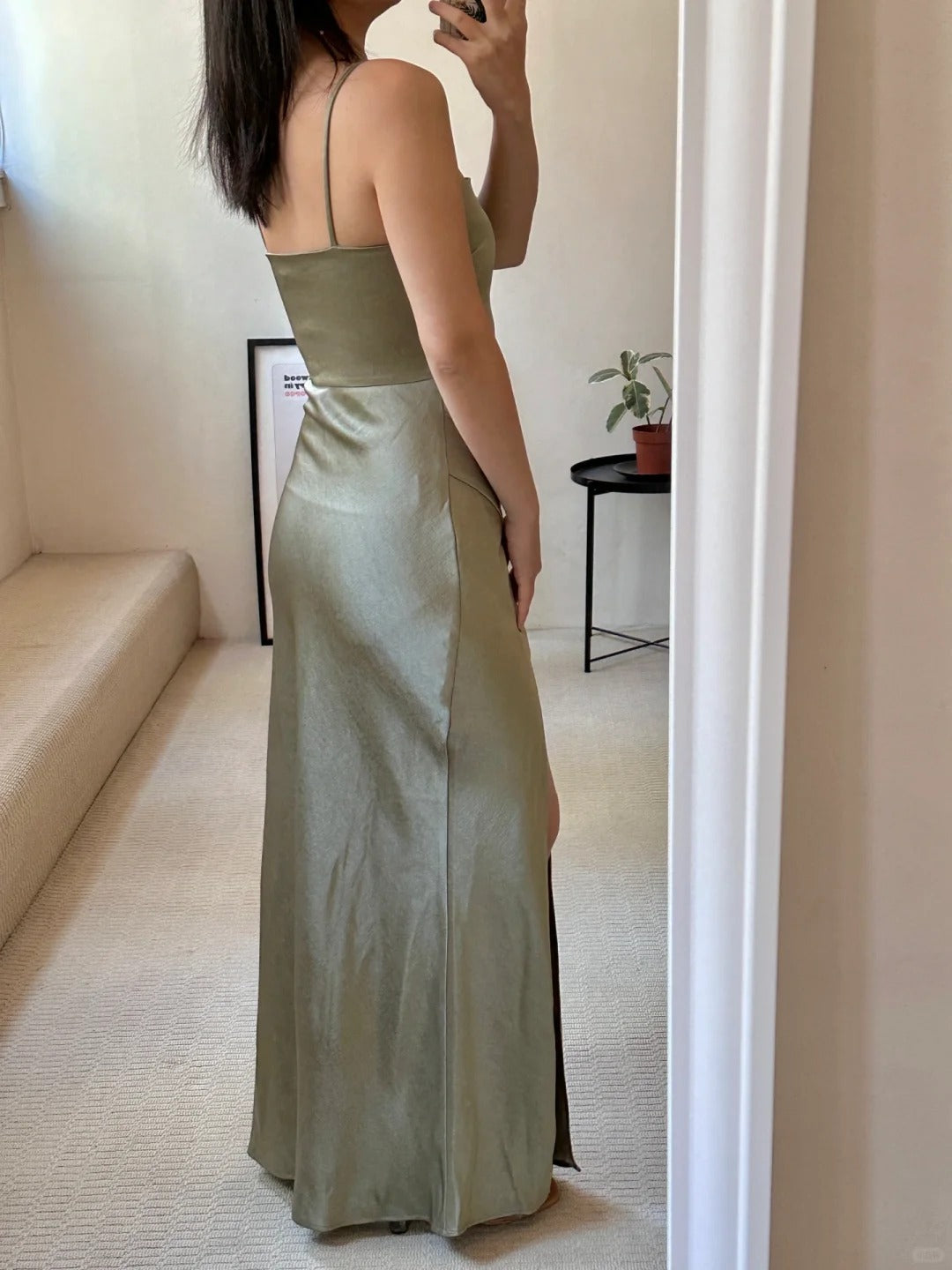 Robe de demoiselle d'honneur longue en satin vert, élégante et romantique, robe de bal, robe de soirée, robe de remise de diplôme, robe de bal, robe de mère de mariée nv4042