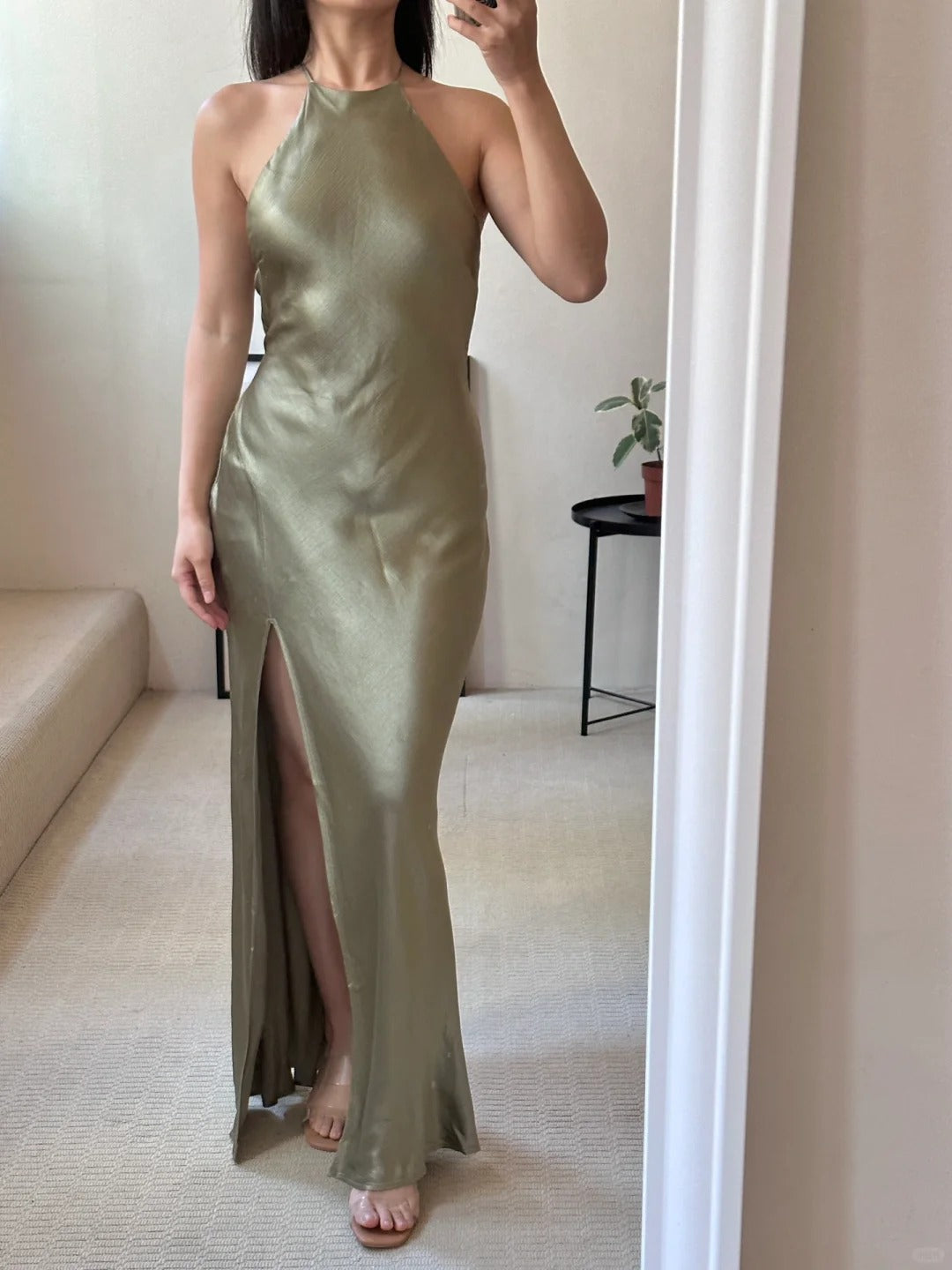 Robe de demoiselle d'honneur longue en satin vert, élégante et romantique, robe de bal, robe de soirée, robe de remise de diplôme, robe de bal, robe de mère de mariée nv4042